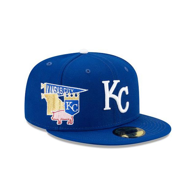 MLB Kansas City Royals City Patch 59Fifty Fitted (PRX0013) - Blue New Era Caps